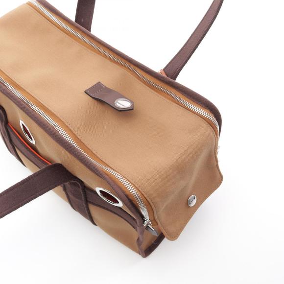 Hermes Dog Carrier Tote Bag Canvas Brown - Picture 6 of 7